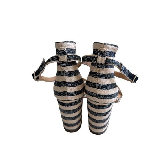 VINCE CAMUTO Blue White Striped Sandals Heels Size 11 NEW NWOB - Picture 7 of 9